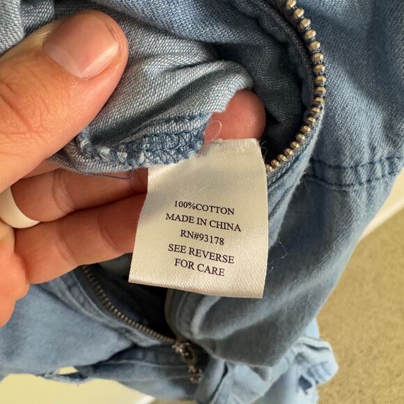 Indigo Thread Co Straight Leg Belted Cotton Denim Jumpsuit US Women's M - Picture 5 of 8